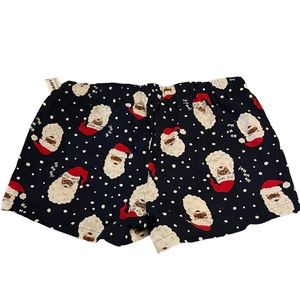 Black Santa Sleep Shorts/Bottoms